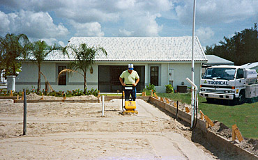 tropical home and garden pest control pre-treats the soil pre-construction
